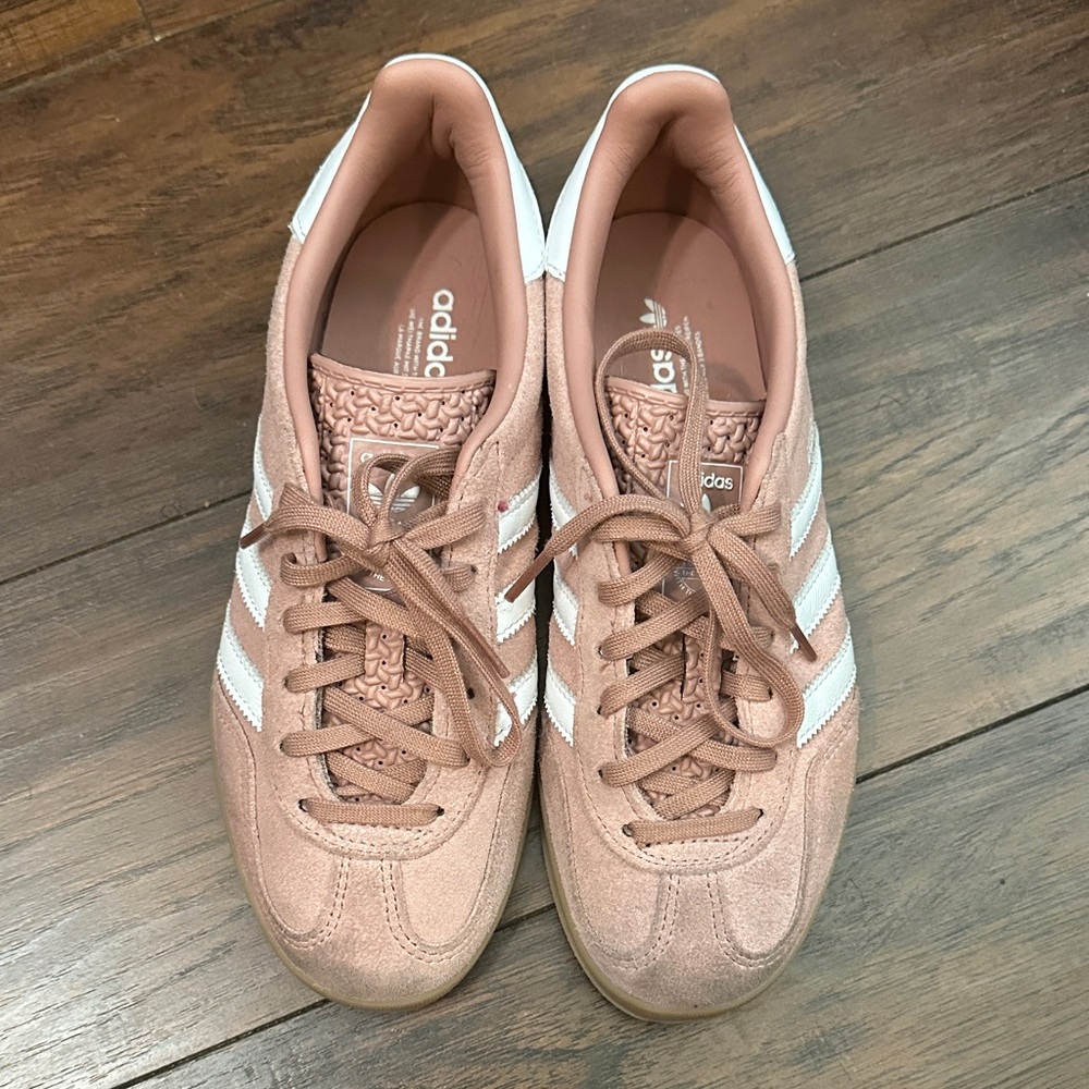 adidas Women's Suede Sneakers in Dusty Rose with White Stripes